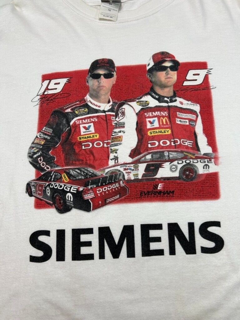 Vintage Nascar Siemens Race Team Car Graphic T-Shirt Size XL White