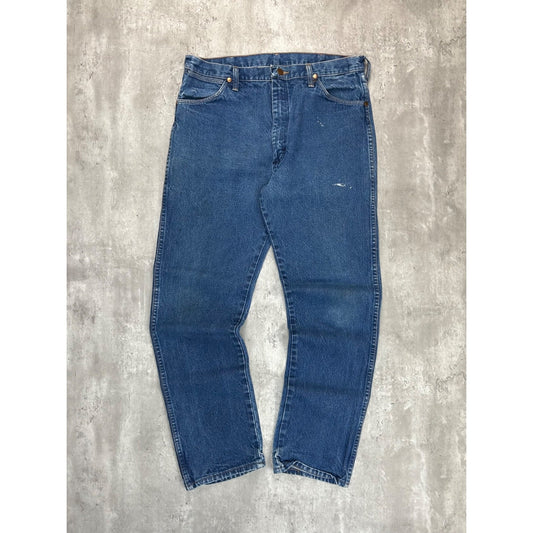 Vintage Wrangler Dark Wash Denim Western Pants Size 34 Blue