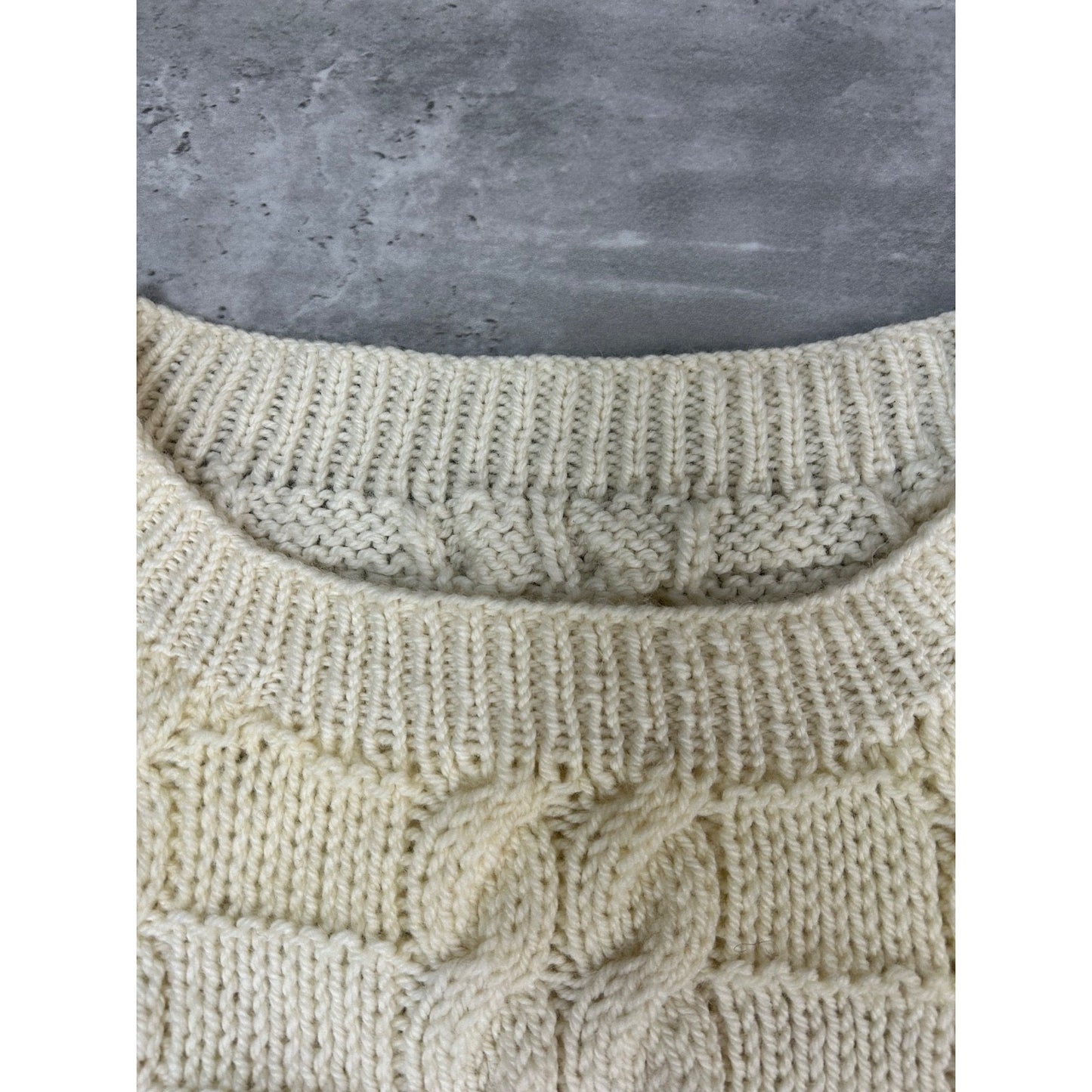 Vintage 90s Cable Knit Pullover Sweater Size XL Beige
