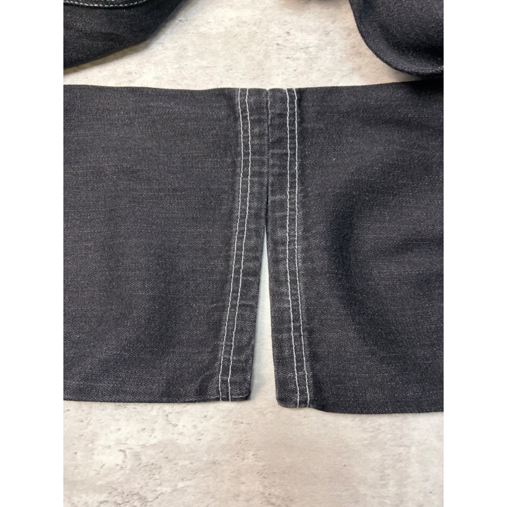 Vintage Y2K Womens Johnny Blaze Embroidered Script Black Wash Denim Pants