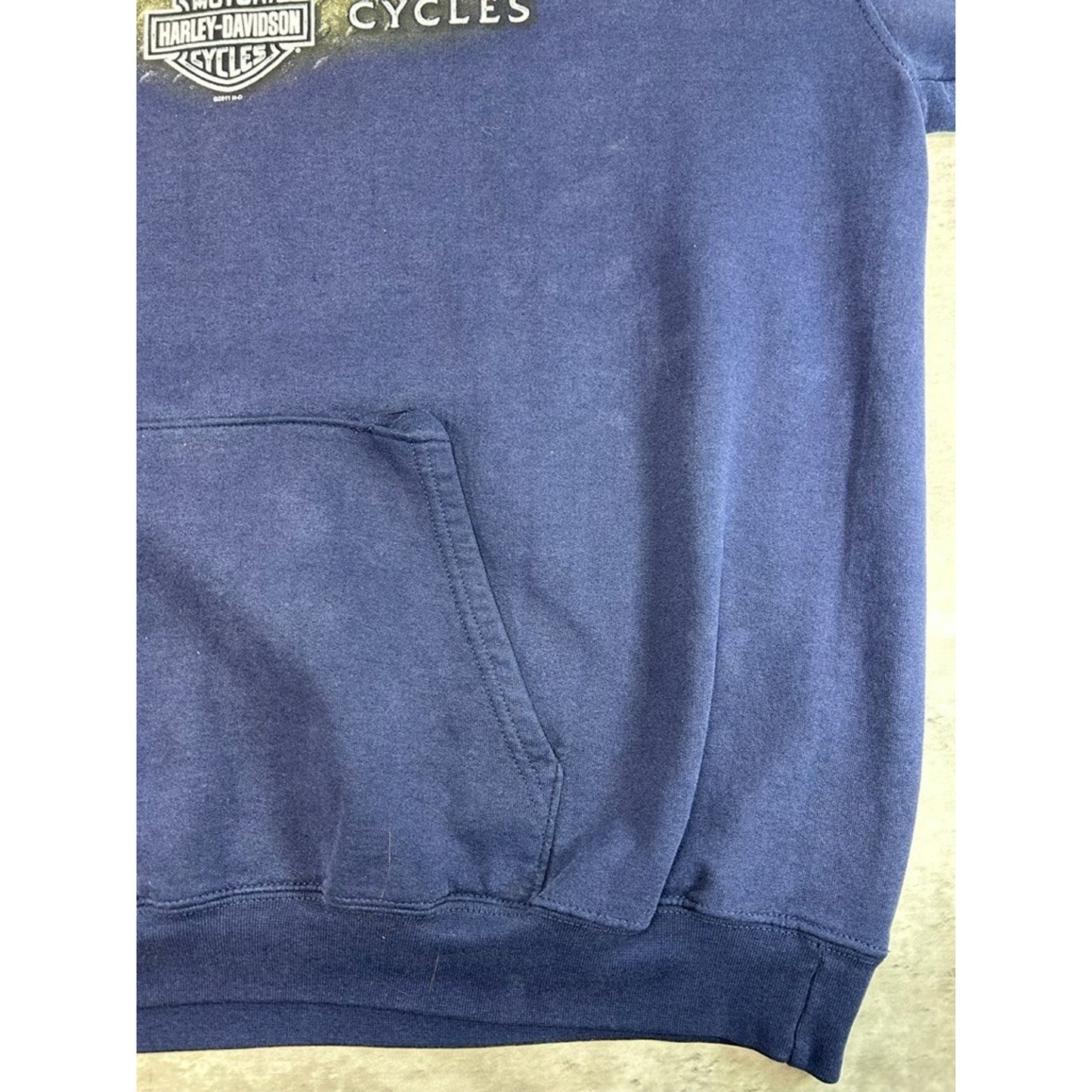 Harley Davidson Sleeve Spellout Graphic Pullover Hooded Sweatshirt Size XL