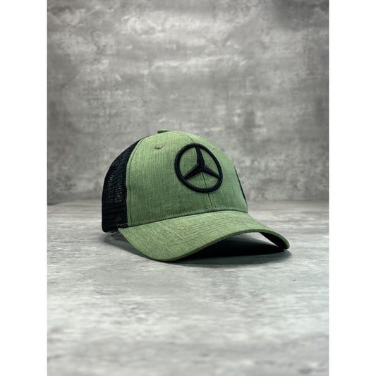 Vintage Mercedes Benz Embroidered Logo Two Tone Trucker Snapback Hat OSFA