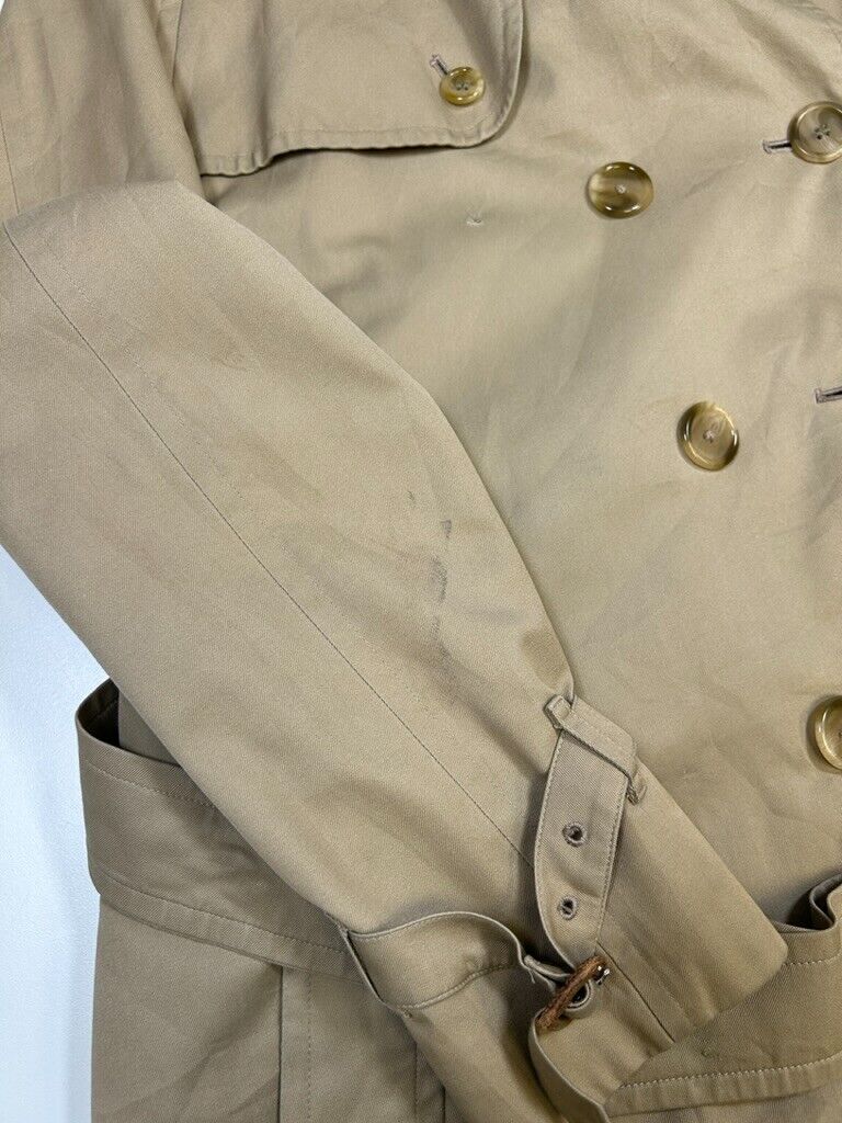 Vintage 80s/90s Burberry Double Breasted Khaki Belted Trench Coat Size 50 XL