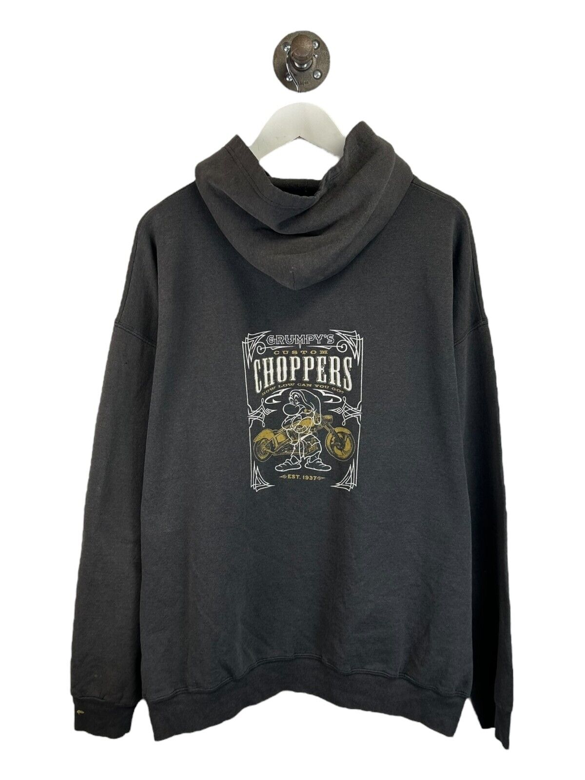 Vintage 90s Disney Grumpy's Choppers Cartoon Graphic Hooded Sweatshirt Size XL