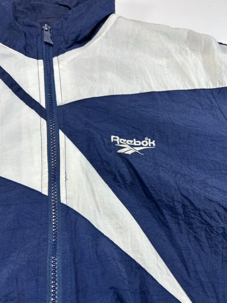 Vintage 90s Reebok Embroidered Big Logo Nylon Windbreaker Jacket Size Small