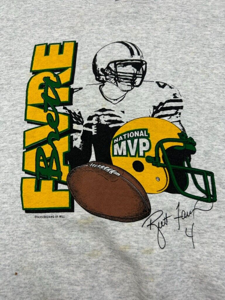 Vintage 90s Brett Favre #4 Green Bay Packers NFL MVP Sweatshirt Size Large