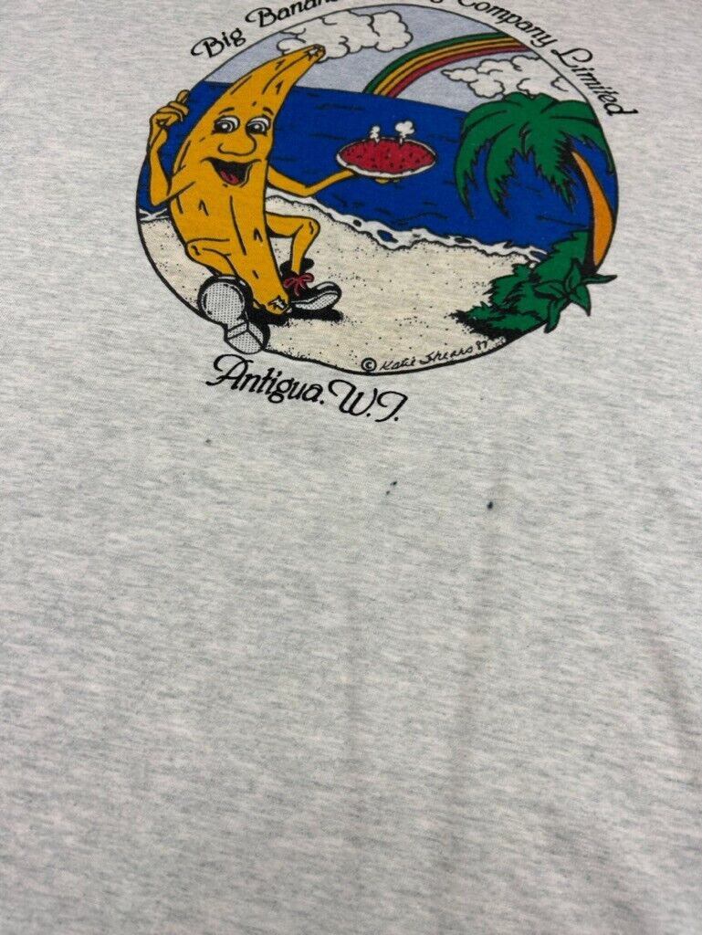 Vintage 1987 Big Banana Holding Co. Comedy Graphic T-Shirt Size XL Gray 80s