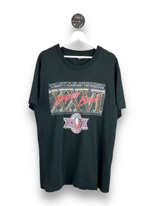 Vintage 1992 Super Bowl XXVI Metrodome NFL Football Logo 7 T-Shirt Sz Large 90s