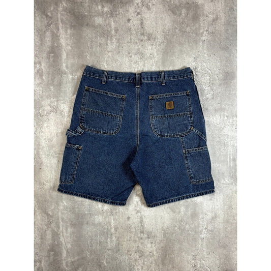 Vintage Carhartt Workwear Dark Wash Denim Carpenter Shorts Size 37 Blue