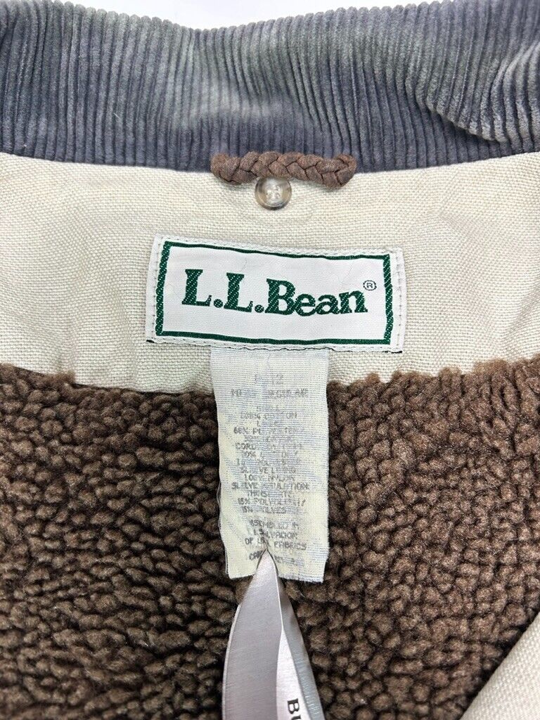 Vintage LL Bean Sherpa Lined Canvas Multi Pocket Hunting Long Jacket Size XL