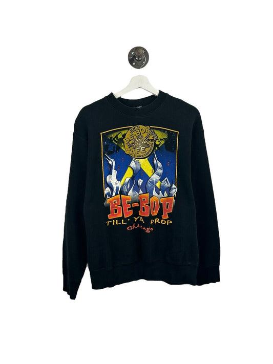 Vintage 90s Be-Bop Till Ya Drop Joe Be-Bops Cafe Jazz Sweatshirt Size Large