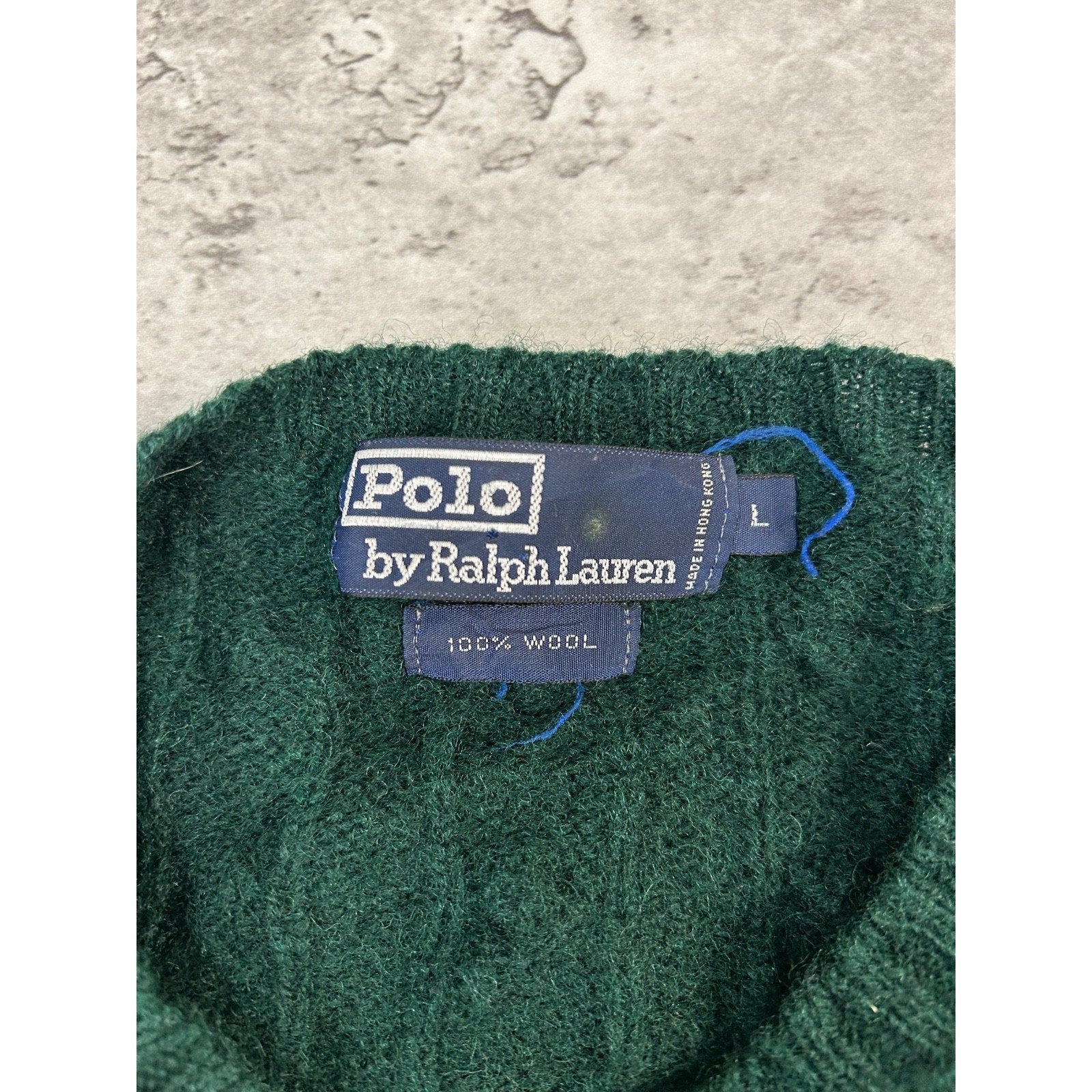 Vintage 90s Polo Ralph Lauren Pullover Cable Knit Sweater Size Large Green