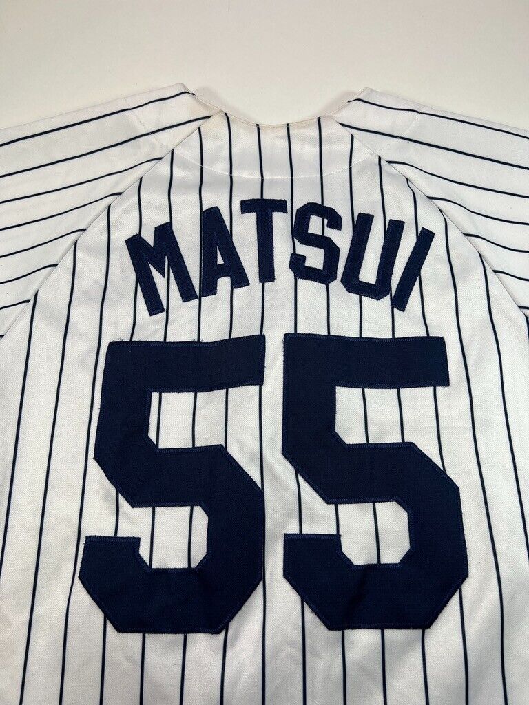 Vtg #55 Hideki Matsui New York Yankees MLB Pinstripe Majestic Jersey Sz Small