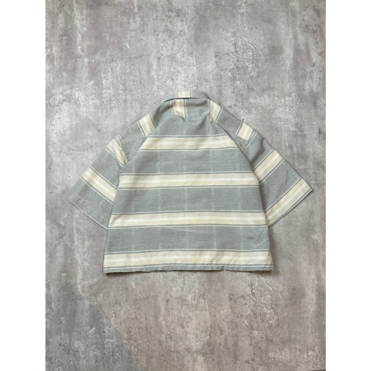 Vintage 90s Passage Striped Print Cropped Reworked Button Up Shirt Size Large