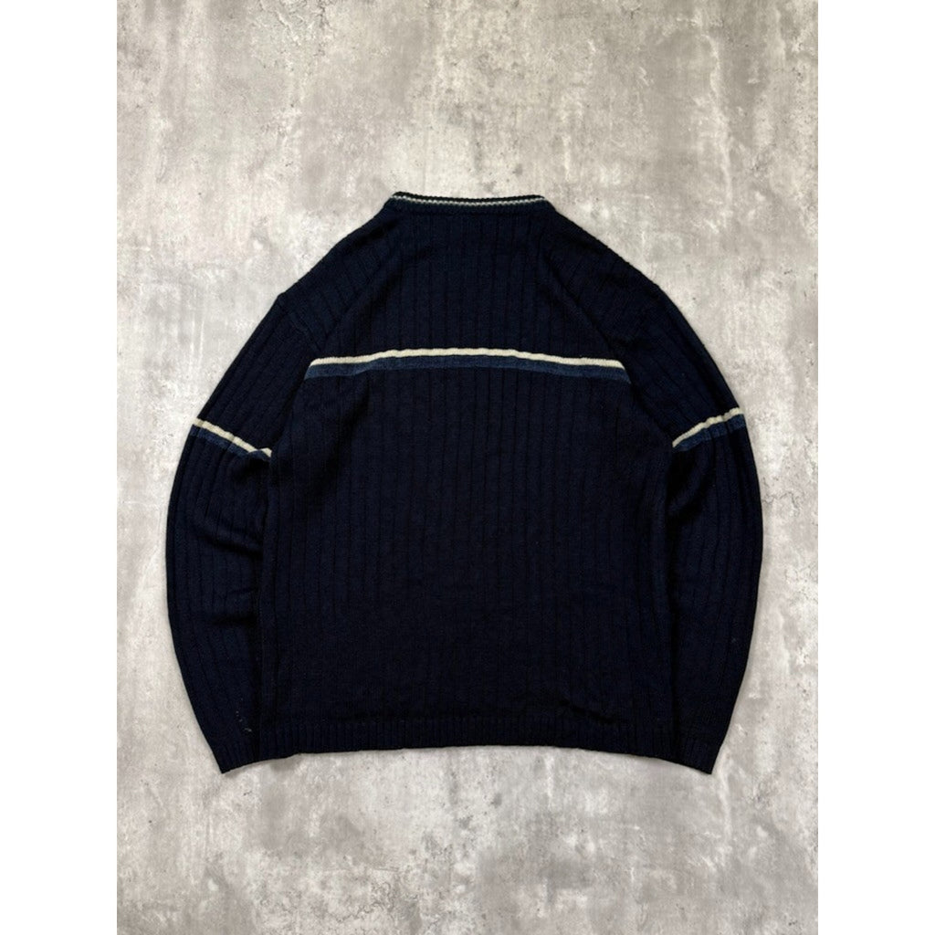 Vintage Canda Striped Ribbed Pullover Knit Sweater Size Large