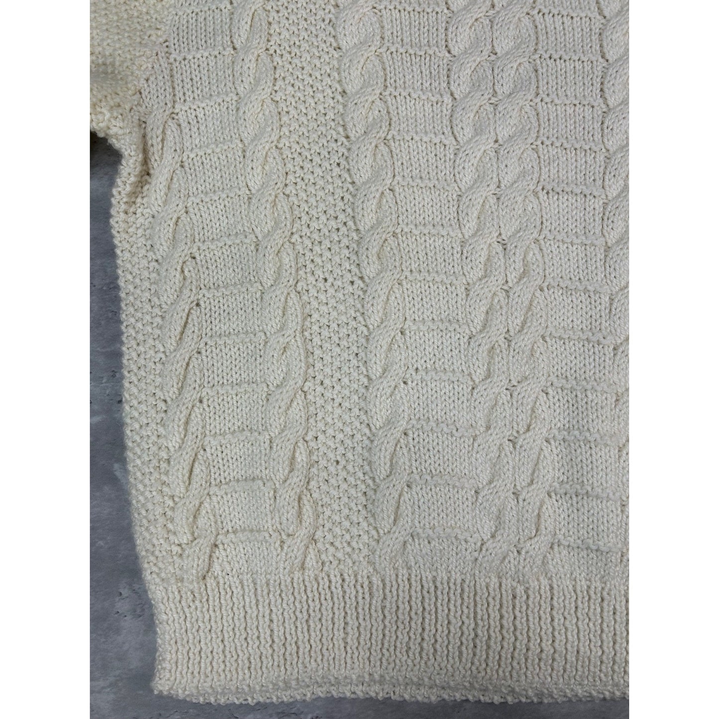 Vintage 90s Cable Knit Pullover Sweater Size XL Beige