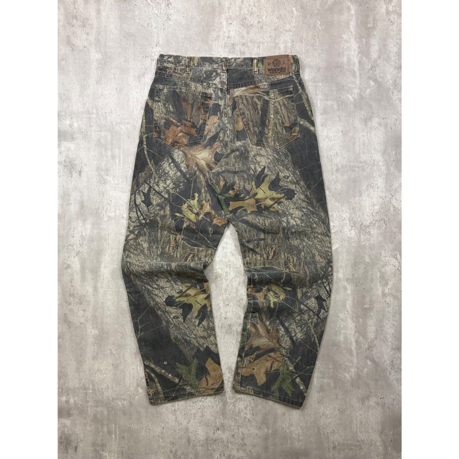 Vintage Wrangler Mossy Oak Breakup Camo Double Knee Hunting Pants Size 34