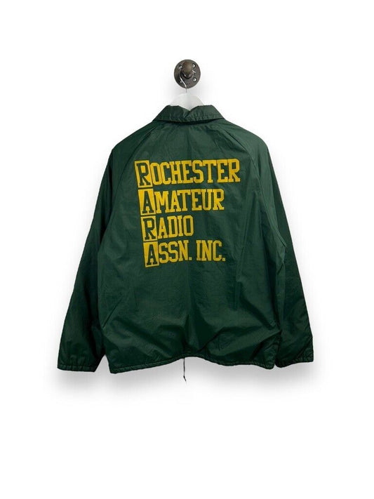 Vintage 70s Rochester Amateur Radio Chain stitch Coach Jacket Size Medium Green