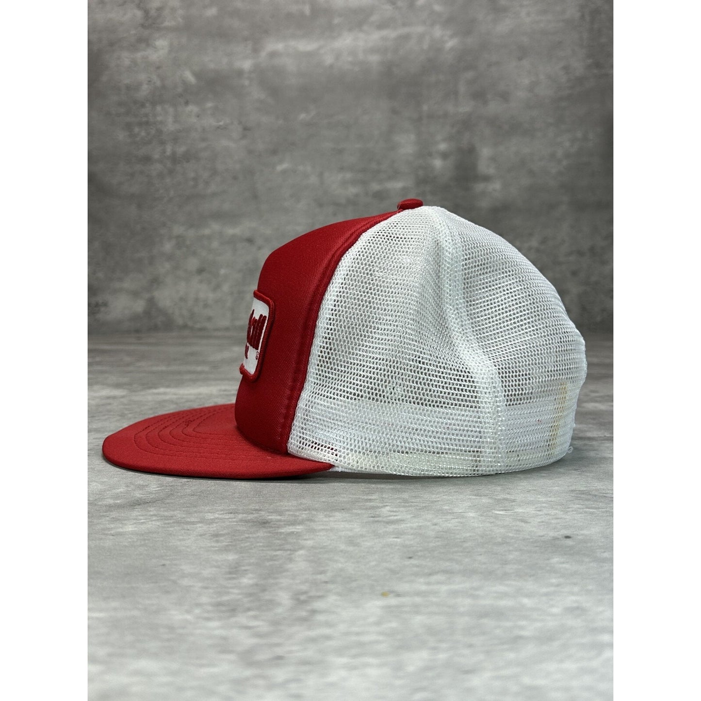 Vintage 1980s Kendall Motor Oil Embroidered Patch Trucker Snapback Hat OSFA Red