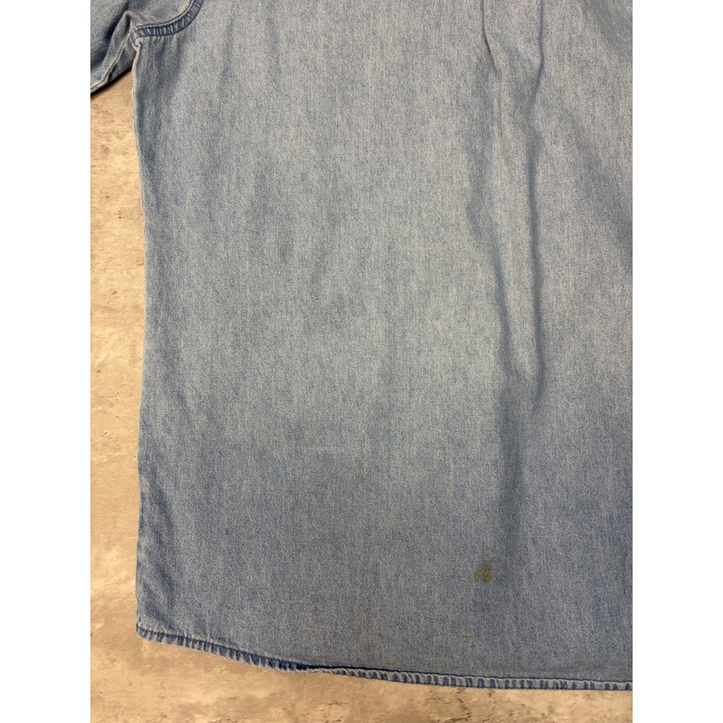 Vintage Dickies Light Wash Denim Single Pocket Button Up Shirt Size XLT