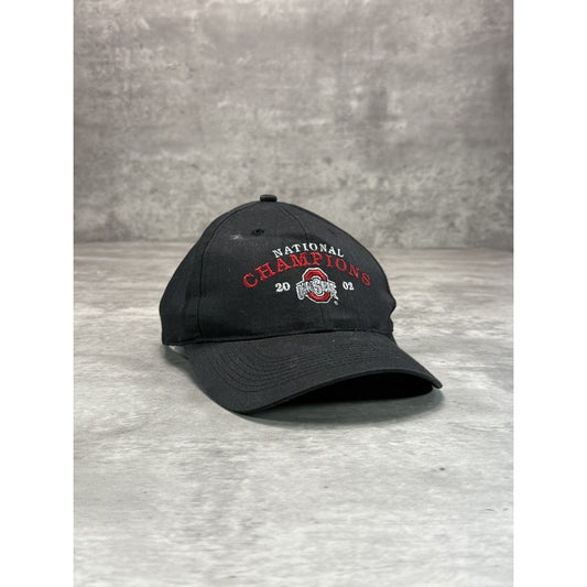 Vintage 2002 Ohio State Buckeyes NCAA National Champs Snapback Hat OSFA Black