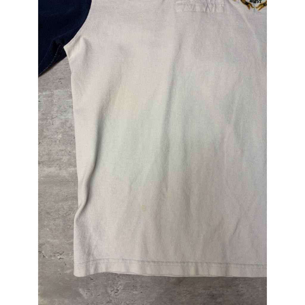 Vintage Polo Ralph Lauren NYC Embroidered Crest Graphic Button Up Shirt Sz Small
