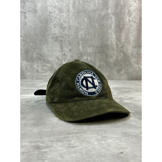 Vintage 90s UNC Tarheels NCAA Embroidered Spellout Corduroy Strapback Hat OSFA