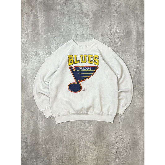 Vintage 80s/90s St Louis Blues NHL Spellout Logo Graphic Sweatshirt Size Large