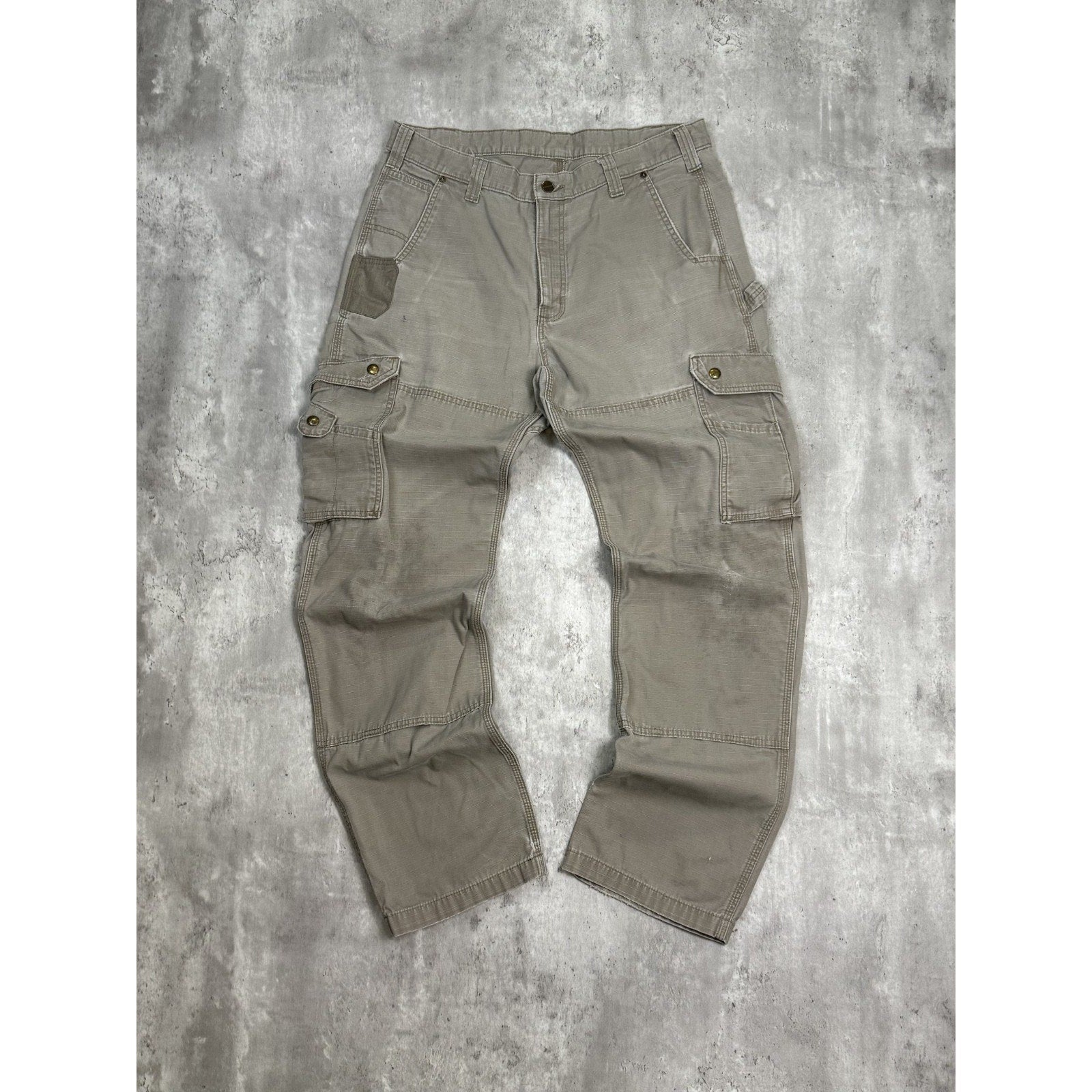 Vintage Carhartt Ripstop Canvas Workwear Carpenter Cargo Pants Size 35