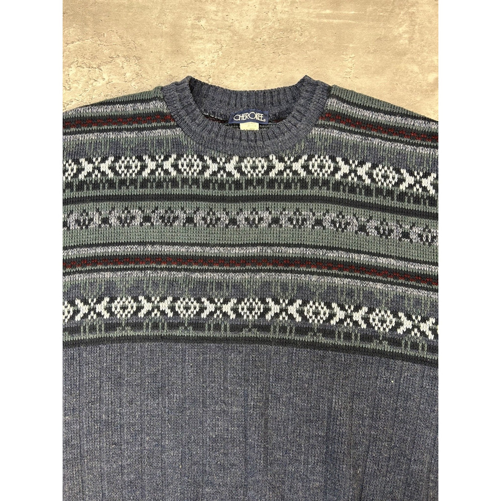 Vintage Cherokee Abstract Striped Pullover Knit Sweater Size XL