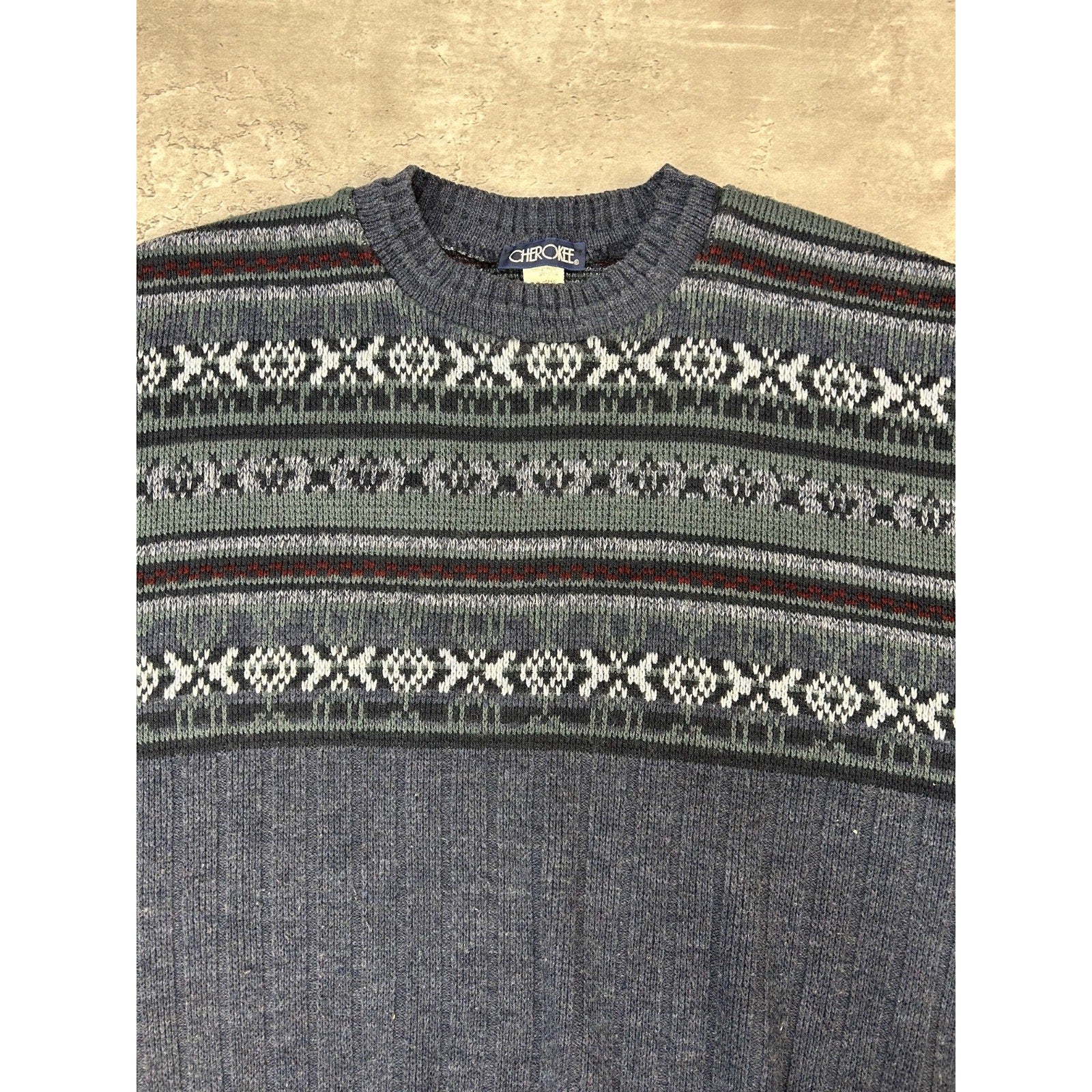 Vintage Cherokee Abstract Striped Pullover Knit Sweater Size XL