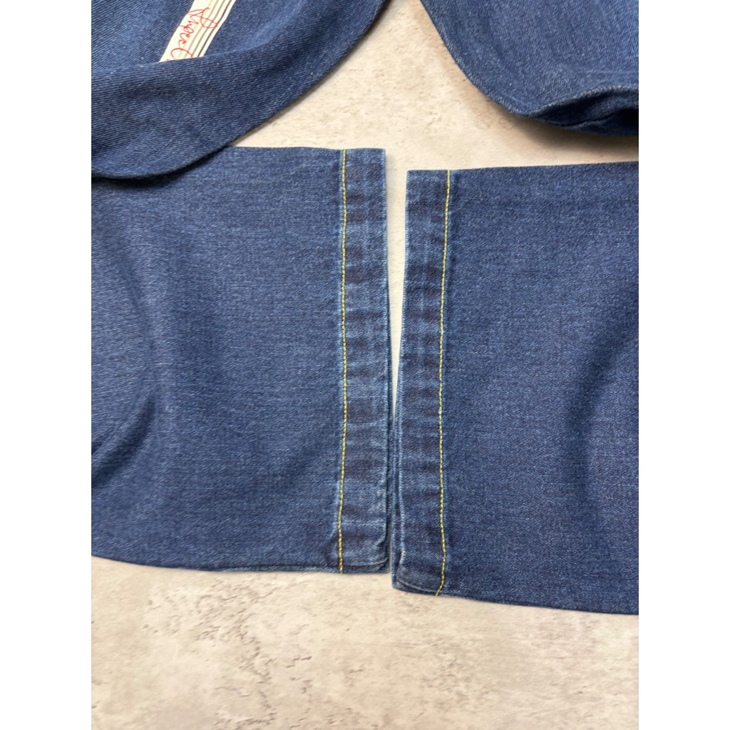 Vintage Y2K Makaveli Plaid Pocket Embroidered Dark Wash Denim Pants