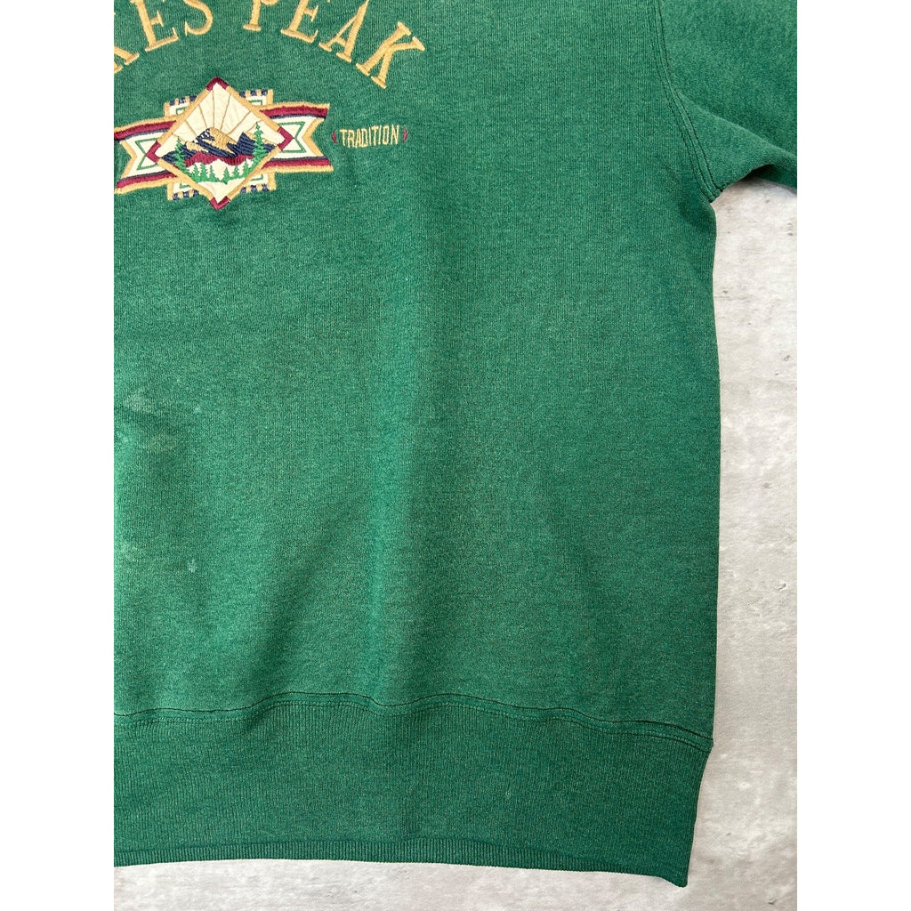 Vintage 90s Pikes Peak Embroidered Destination Collared Sweatshirt Size Large