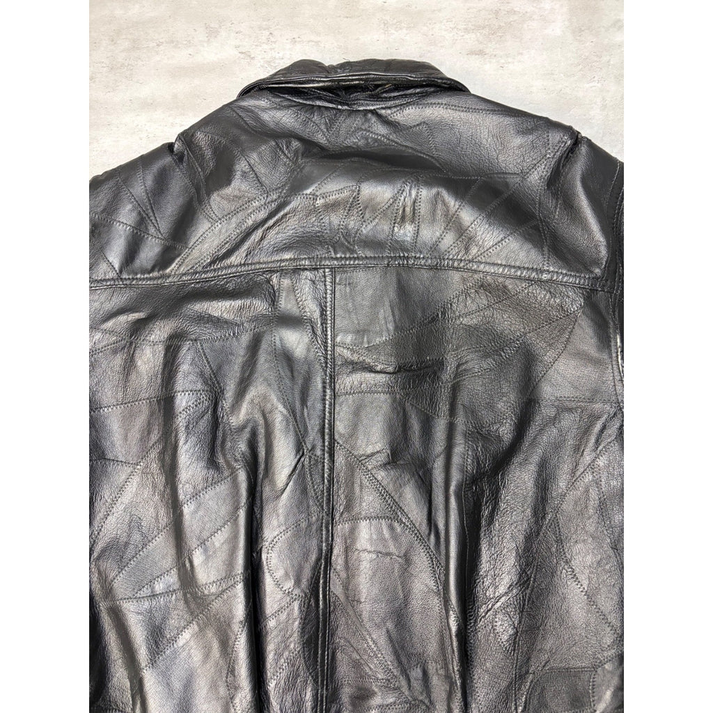 Vintage Leather Full Zip Black Bomber Jacket Size XL