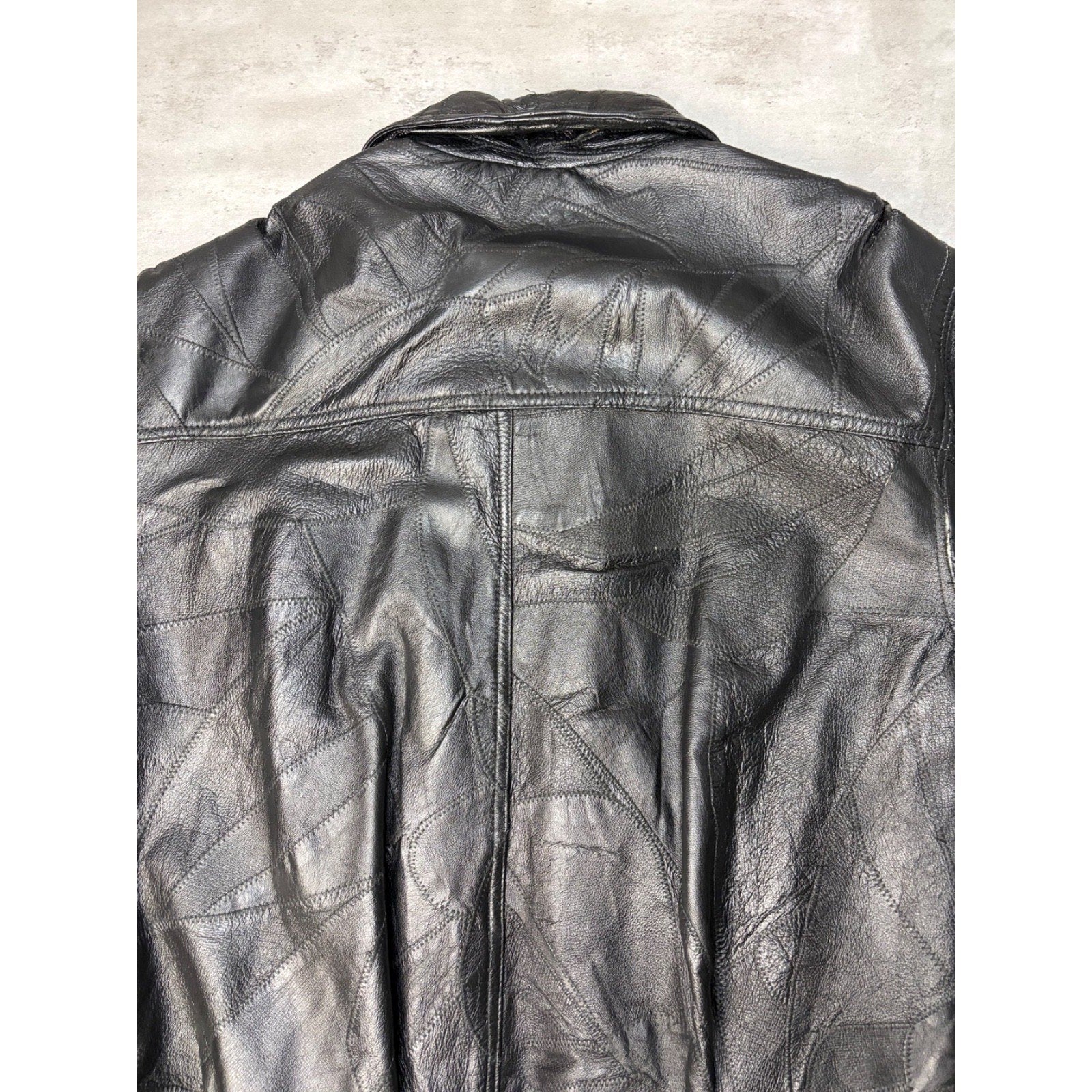Vintage Leather Full Zip Black Bomber Jacket Size XL