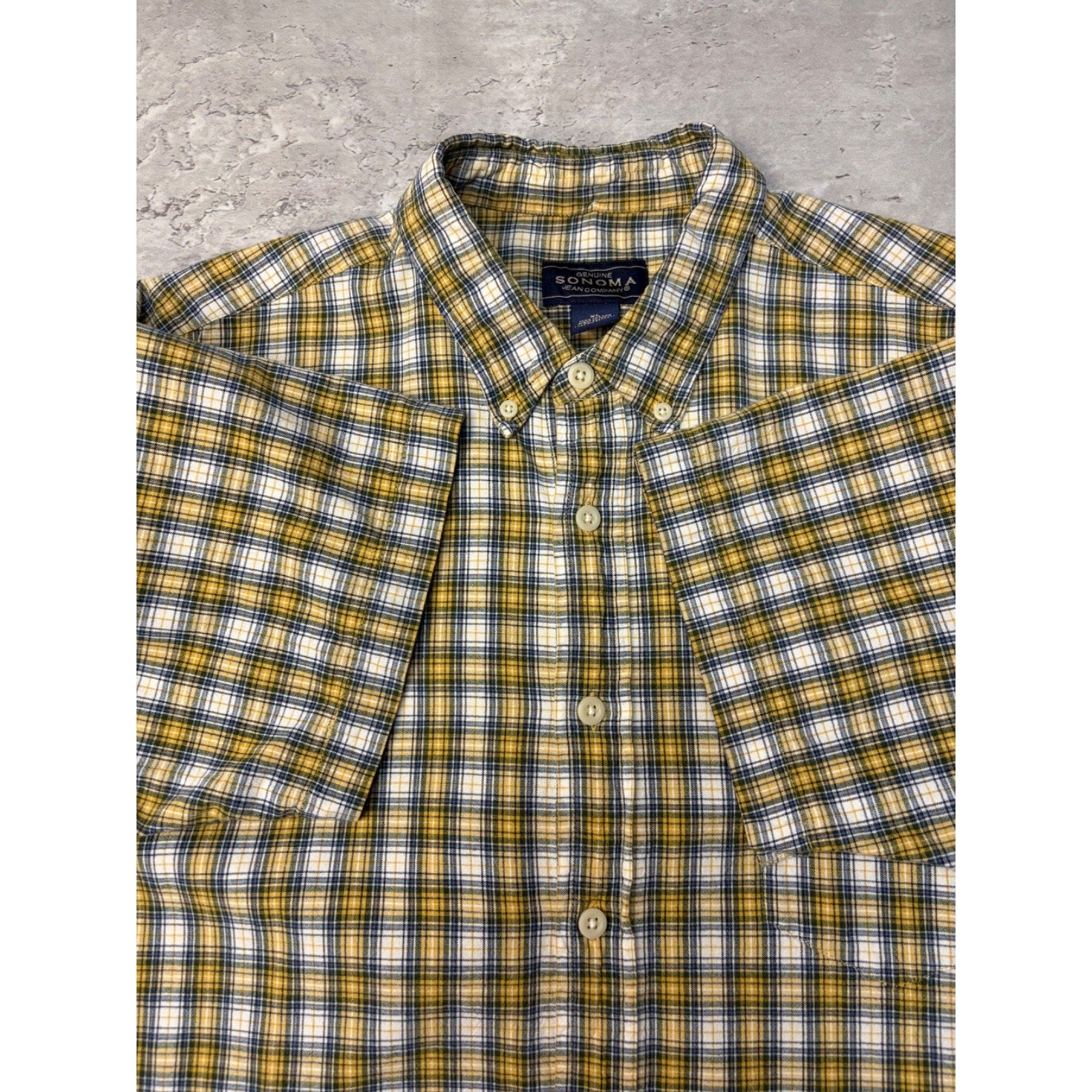Vintage Sonoma Jean Company Plaid Single Pocket Cropped Button Up Shirt Size XL