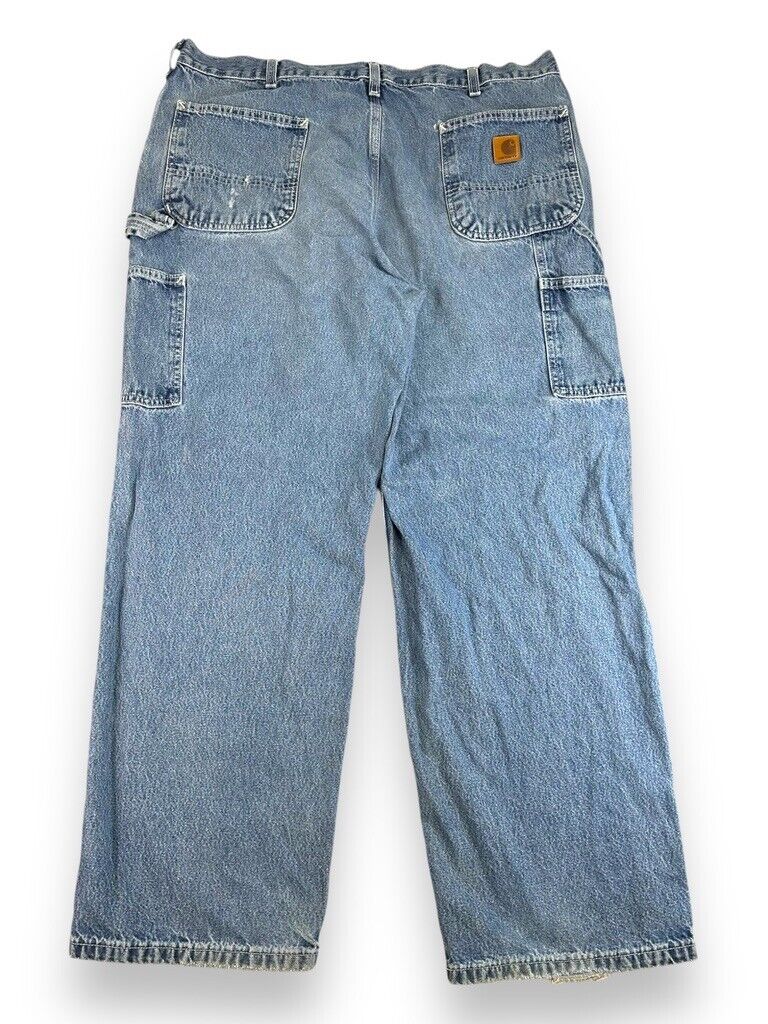 Vintage Carhartt Dungaree Fit Medium Wash Denim Work Wear Carpenter Pants Sz 38W