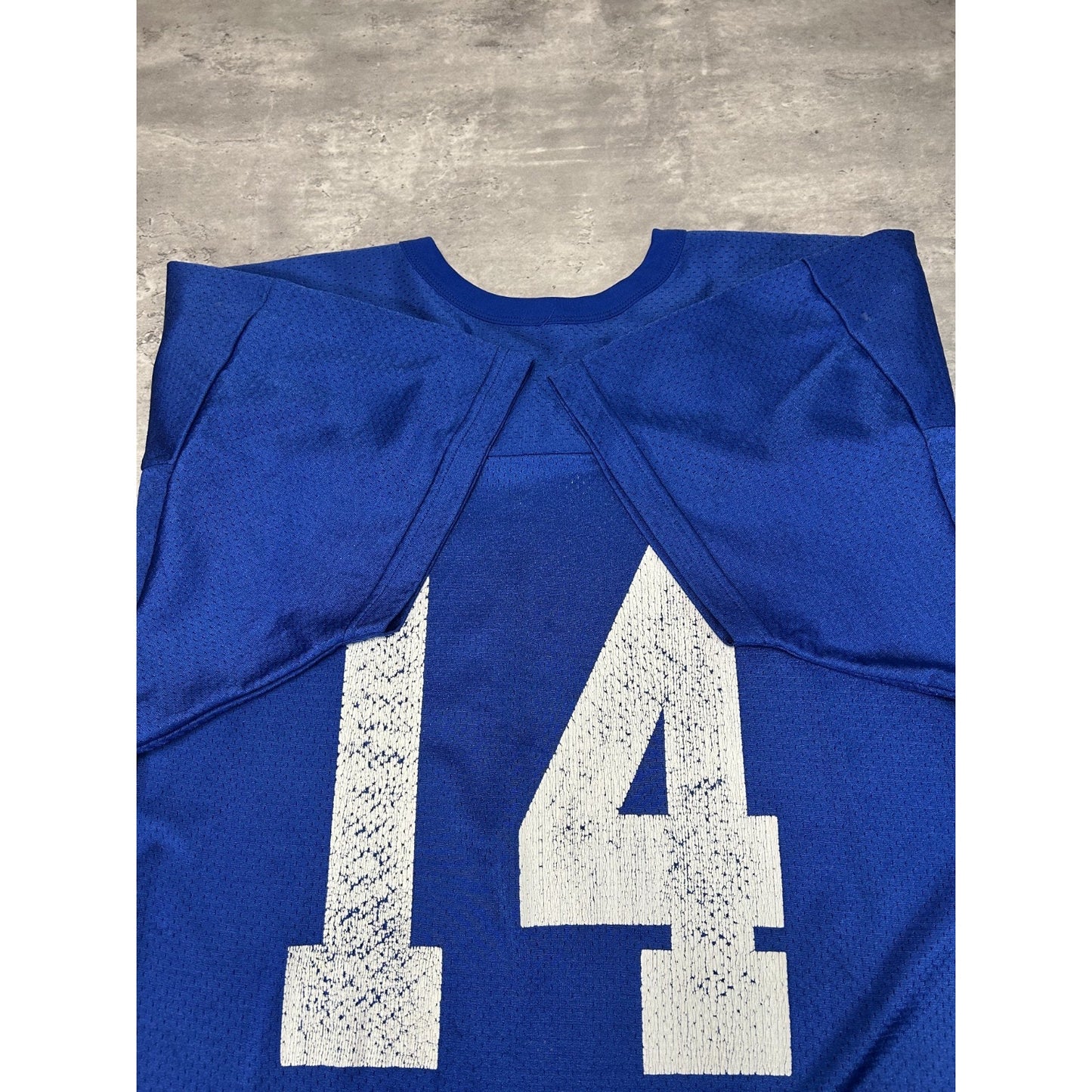 Vintage 80s/90s Russell Athletics #14 Mesh Football Jersey Size Large Blue