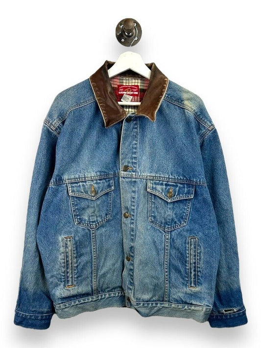 Vintage 90s Marlboro Country Store Light Wash Denim Trucker Jacket Size Large