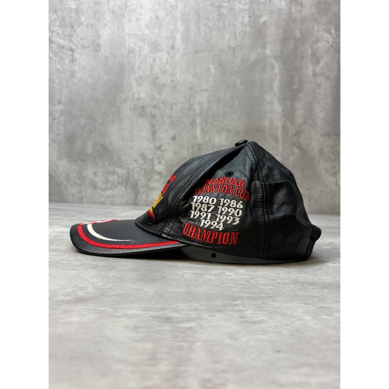 Vintage 1994 Dale Earnhardt 7x Winston Cup Champ Leather Strapback Hat OSFA