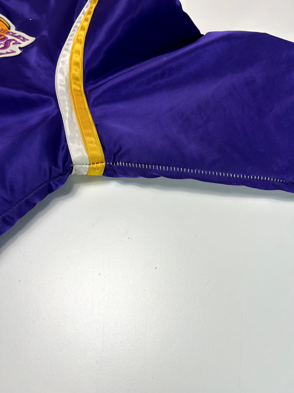 Vintage 80s Los Angeles Lakers Embroidered Satin Starter Bomber Jacket Sz Large