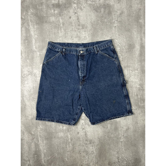 Vintage Wrangler Dark Wash Workwear Carpenter Denim Shorts Size 37 Blue