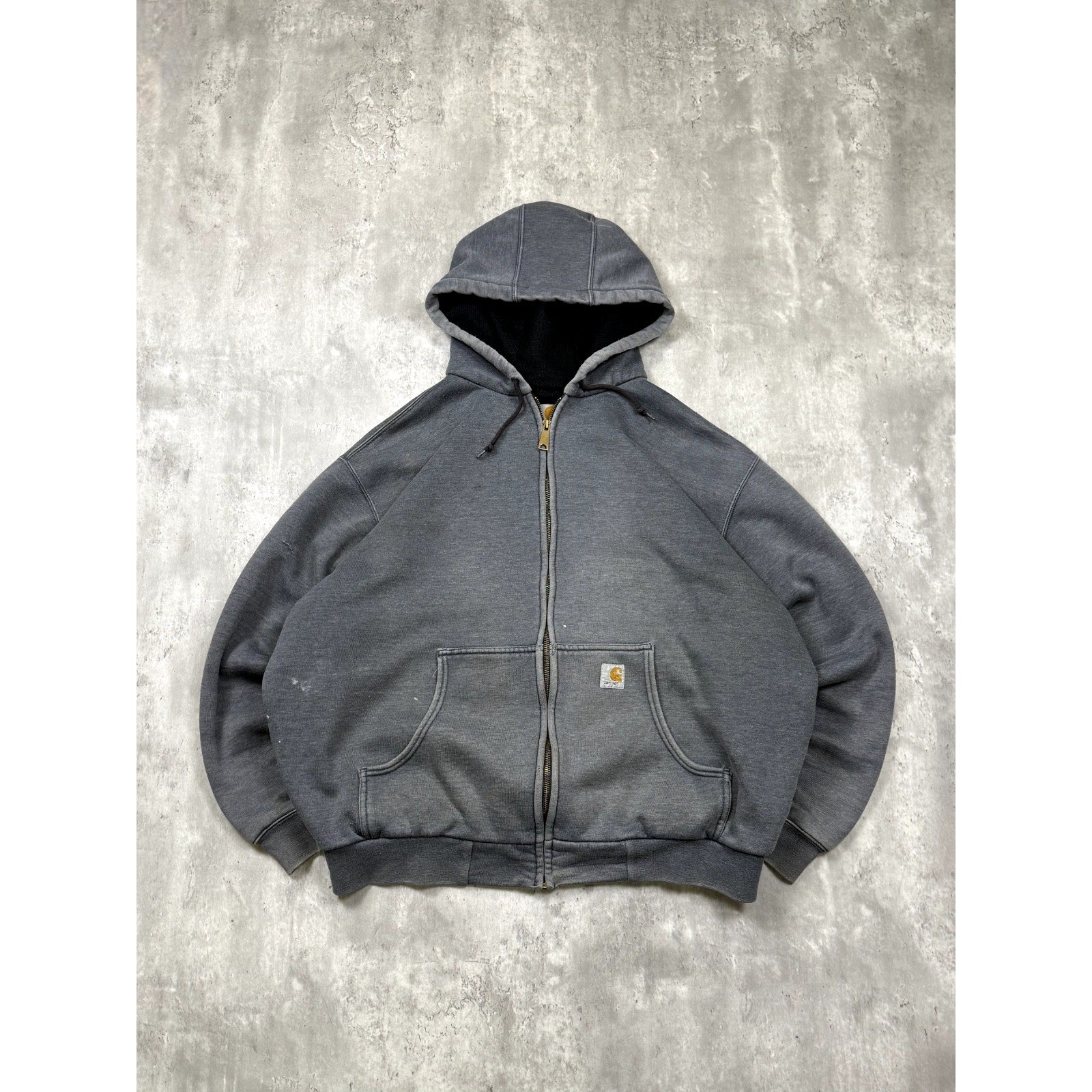 Vintage Cahartt Thermal Lined Full Zip Hooded Workwear Sweatshirt Size XL
