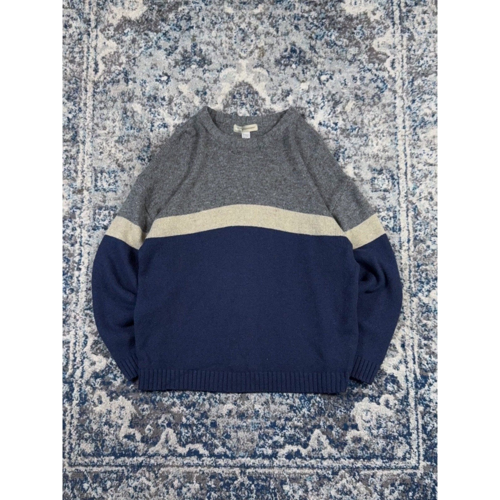 Vintage Basic Equipment Striped Crewneck Knit Sweater Size Large