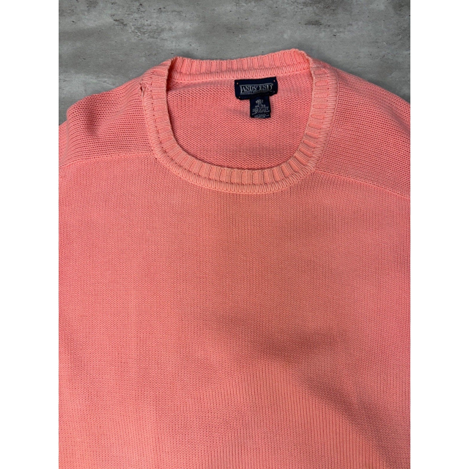 Vintage 90s Lands End Blank Pullover Pink Knit Sweater Size XLT