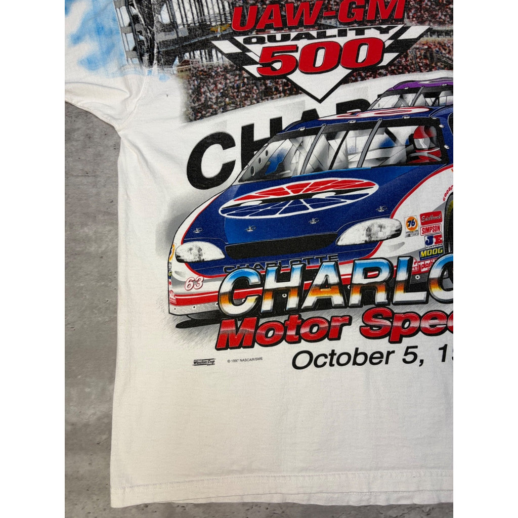 Vintage 1997 Nascar Winston Cup UAW-GM 500 All Over Print T-Shirt Size XL