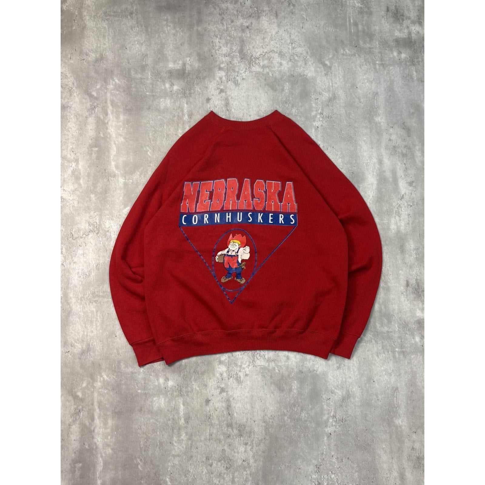 Vintage 90s Nebraska Cornhuskers NCAA Spellout Graphic Sweatshirt Size Large