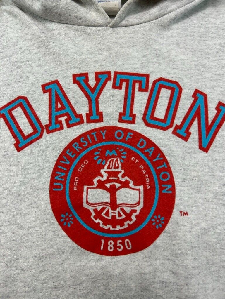 Vintage 90s University of Dayton NCAA Collegiate Hooded Sweatshirt Size Medium