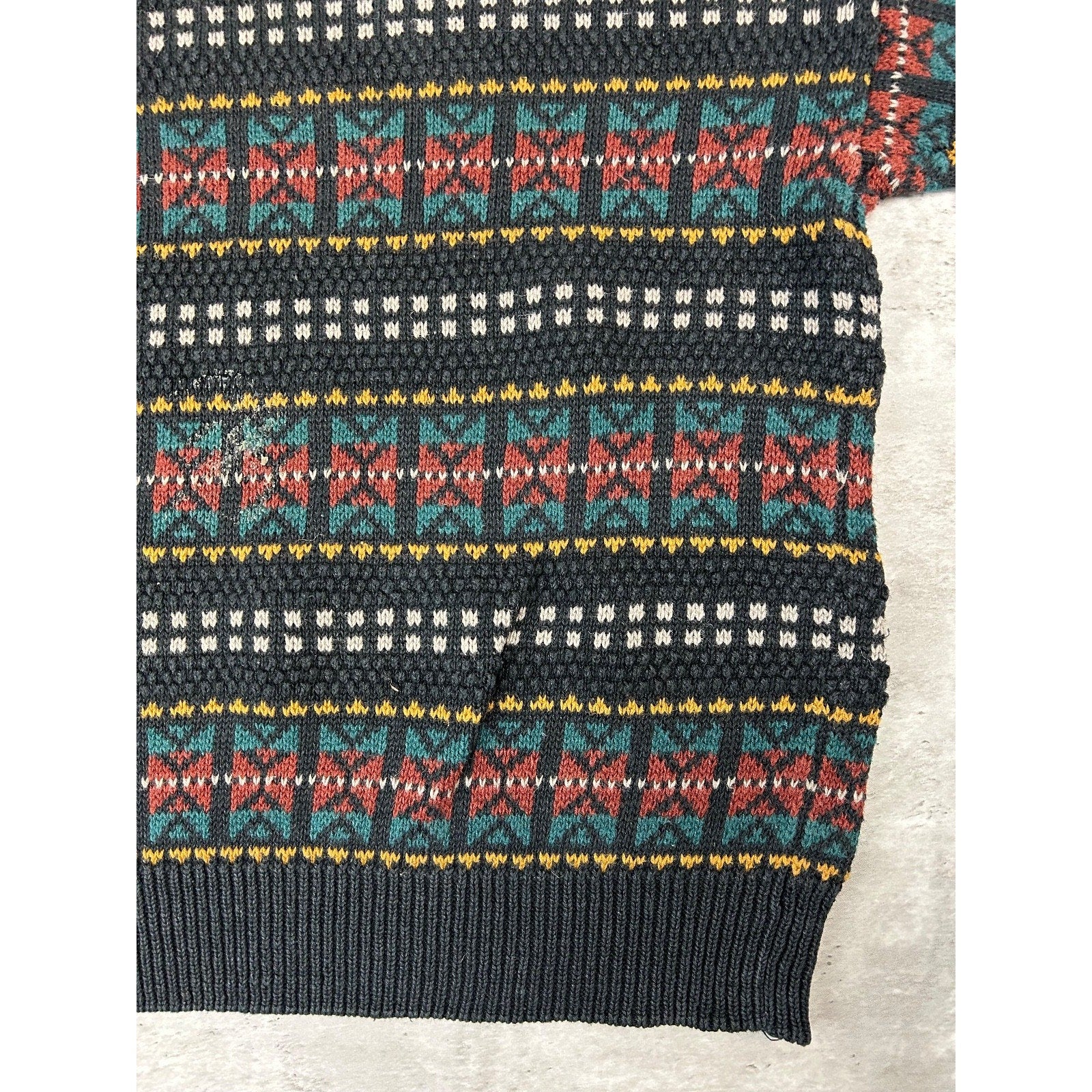 Vintage 90s Robert Bruce Abstract Striped Pullover Knit Sweater Size Medium