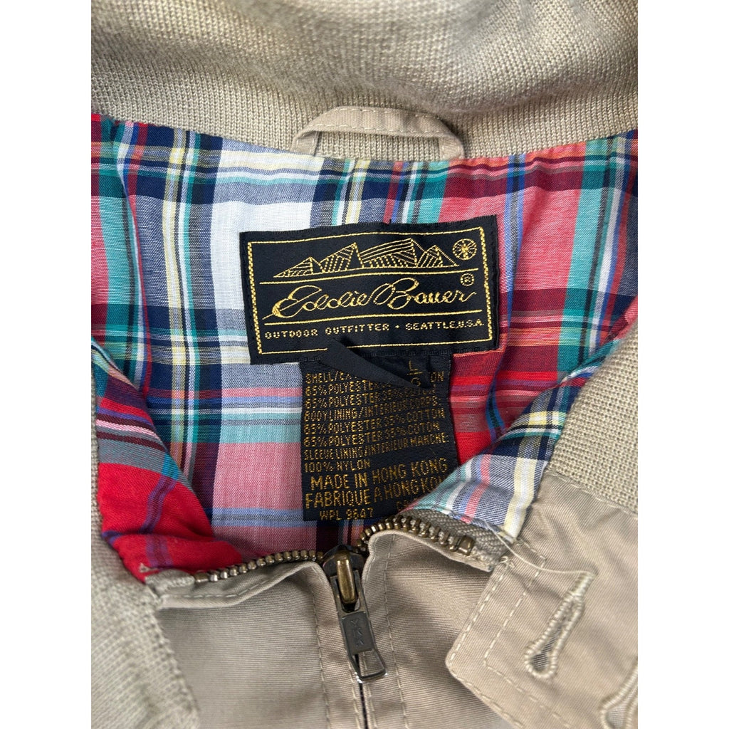 Vintage 80s Remington Plaid Lined Harrington Style Bomber Jacket Size Large